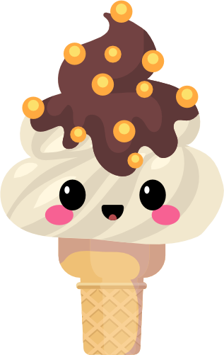 (s085-2) Cute Kawaii Face Ice Cream Cone