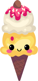 (s085-2) Cute Kawaii Face Ice Cream Cone