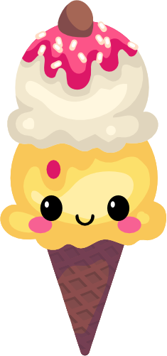 (s085-2) Cute Kawaii Face Ice Cream Cone