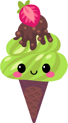 (s085-2) Cute Kawaii Face Ice Cream Cone