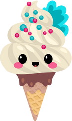 (s085-2) Cute Kawaii Face Ice Cream Cone
