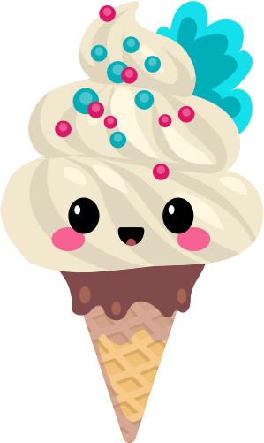 (s085-2) Cute Kawaii Face Ice Cream Cone
