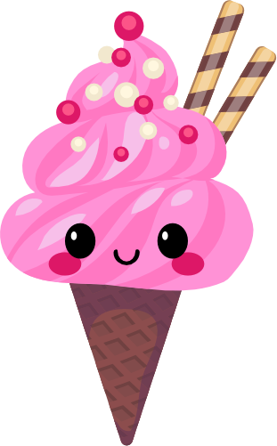 (s085-2) Cute Kawaii Face Ice Cream Cone