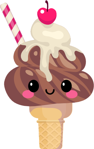 (s085-2) Cute Kawaii Face Ice Cream Cone