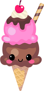 (s085-2) Cute Kawaii Face Ice Cream Cone