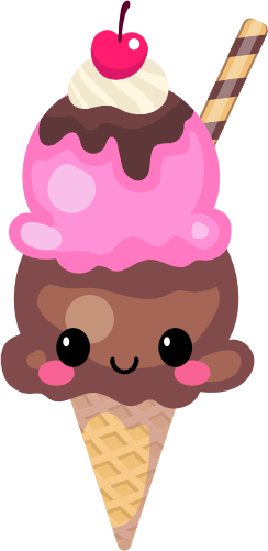 (s085-2) Cute Kawaii Face Ice Cream Cone