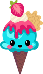 (s085-2) Cute Kawaii Face Ice Cream Cone