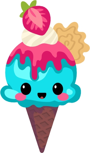 (s085-2) Cute Kawaii Face Ice Cream Cone