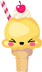 (s085-2) Cute Kawaii Face Ice Cream Cone