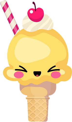 (s085-2) Cute Kawaii Face Ice Cream Cone