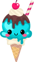 (s085-2) Cute Kawaii Face Ice Cream Cone