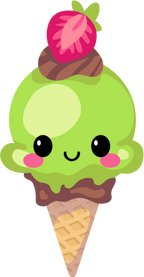 (s085-2) Cute Kawaii Face Ice Cream Cone