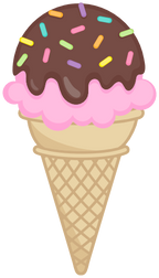 (s085-3) Colorful Ice Cream Cone Sprinkles Chocolate