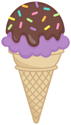 (s085-3) Colorful Ice Cream Cone Sprinkles Chocolate