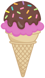 (s085-3) Colorful Ice Cream Cone Sprinkles Chocolate