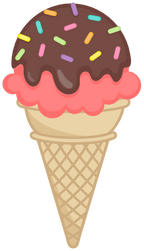 (s085-3) Colorful Ice Cream Cone Sprinkles Chocolate