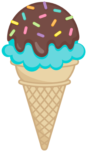 (s085-3) Colorful Ice Cream Cone Sprinkles Chocolate