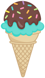 (s085-3) Colorful Ice Cream Cone Sprinkles Chocolate