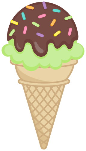 (s085-3) Colorful Ice Cream Cone Sprinkles Chocolate