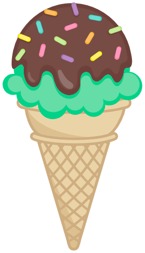 (s085-3) Colorful Ice Cream Cone Sprinkles Chocolate