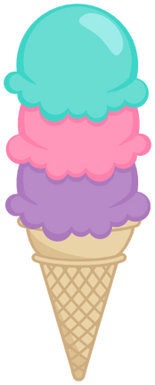 (s085-4) Triple Stack Colorful Ice Cream Cone