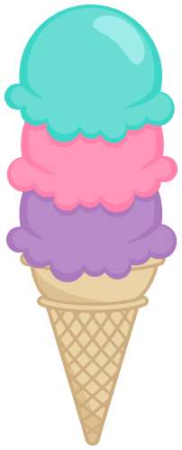 (s085-4) Triple Stack Colorful Ice Cream Cone