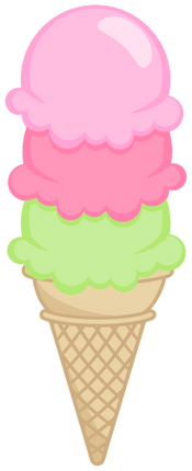(s085-4) Triple Stack Colorful Ice Cream Cone