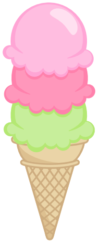 (s085-4) Triple Stack Colorful Ice Cream Cone