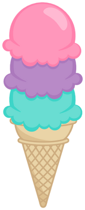 (s085-4) Triple Stack Colorful Ice Cream Cone