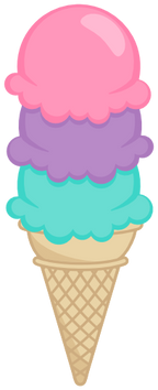 (s085-4) Triple Stack Colorful Ice Cream Cone