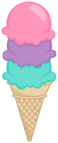 (s085-4) Triple Stack Colorful Ice Cream Cone