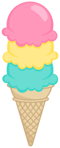 (s085-4) Triple Stack Colorful Ice Cream Cone