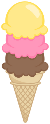 (s085-4) Triple Stack Colorful Ice Cream Cone