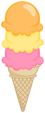 (s085-4) Triple Stack Colorful Ice Cream Cone