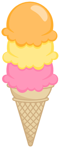 (s085-4) Triple Stack Colorful Ice Cream Cone