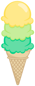 (s085-4) Triple Stack Colorful Ice Cream Cone