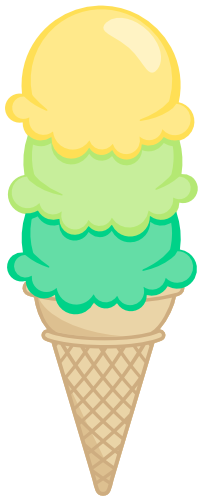 (s085-4) Triple Stack Colorful Ice Cream Cone