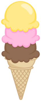 (s085-4) Triple Stack Colorful Ice Cream Cone