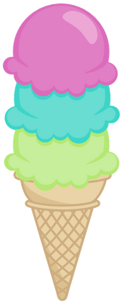(s085-4) Triple Stack Colorful Ice Cream Cone