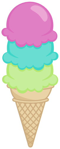 (s085-4) Triple Stack Colorful Ice Cream Cone
