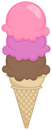 (s085-4) Triple Stack Colorful Ice Cream Cone