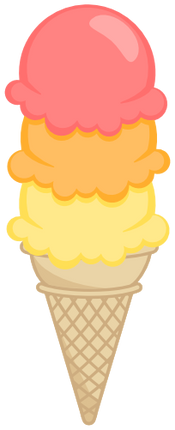 (s085-4) Triple Stack Colorful Ice Cream Cone