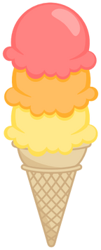 (s085-4) Triple Stack Colorful Ice Cream Cone