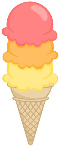 (s085-4) Triple Stack Colorful Ice Cream Cone