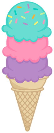 (s085-4) Triple Stack Colorful Ice Cream Cone Sprinkles