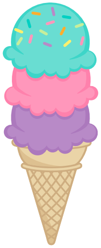 (s085-4) Triple Stack Colorful Ice Cream Cone Sprinkles