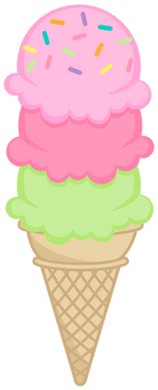 (s085-4) Triple Stack Colorful Ice Cream Cone Sprinkles