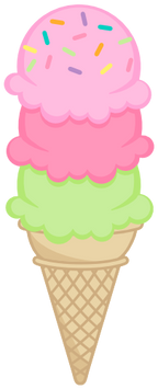 (s085-4) Triple Stack Colorful Ice Cream Cone Sprinkles