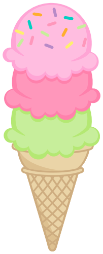 (s085-4) Triple Stack Colorful Ice Cream Cone Sprinkles