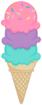 (s085-4) Triple Stack Colorful Ice Cream Cone Sprinkles